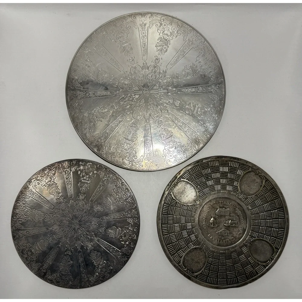 Vintage Silverplate Trivet Plates Lot‎ of 3 Gettysburg Battlefields